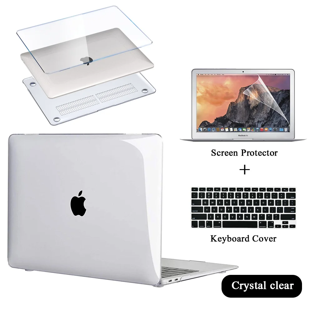 Жесткий чехол для Apple MacBook Pro ноутбука 13/15/16/MacBook Air 11 /13/Macbook 12 дюймов с накладкой на клавиатуру и защитой
