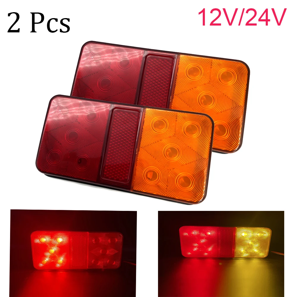 2 Pcs 12v 24v Trunk Led Tail Light Turn Signal Indicator Stop Lamp Rear