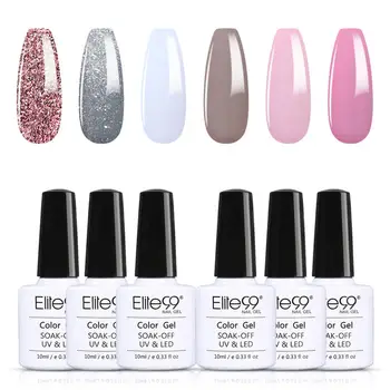 

Elite99 6Pcs/Set Shiny Glitter Pink Series Gel Polish Nail Kit Soak Off 10ml Semi Permanent Nail Polish Nail Art Manicure Set