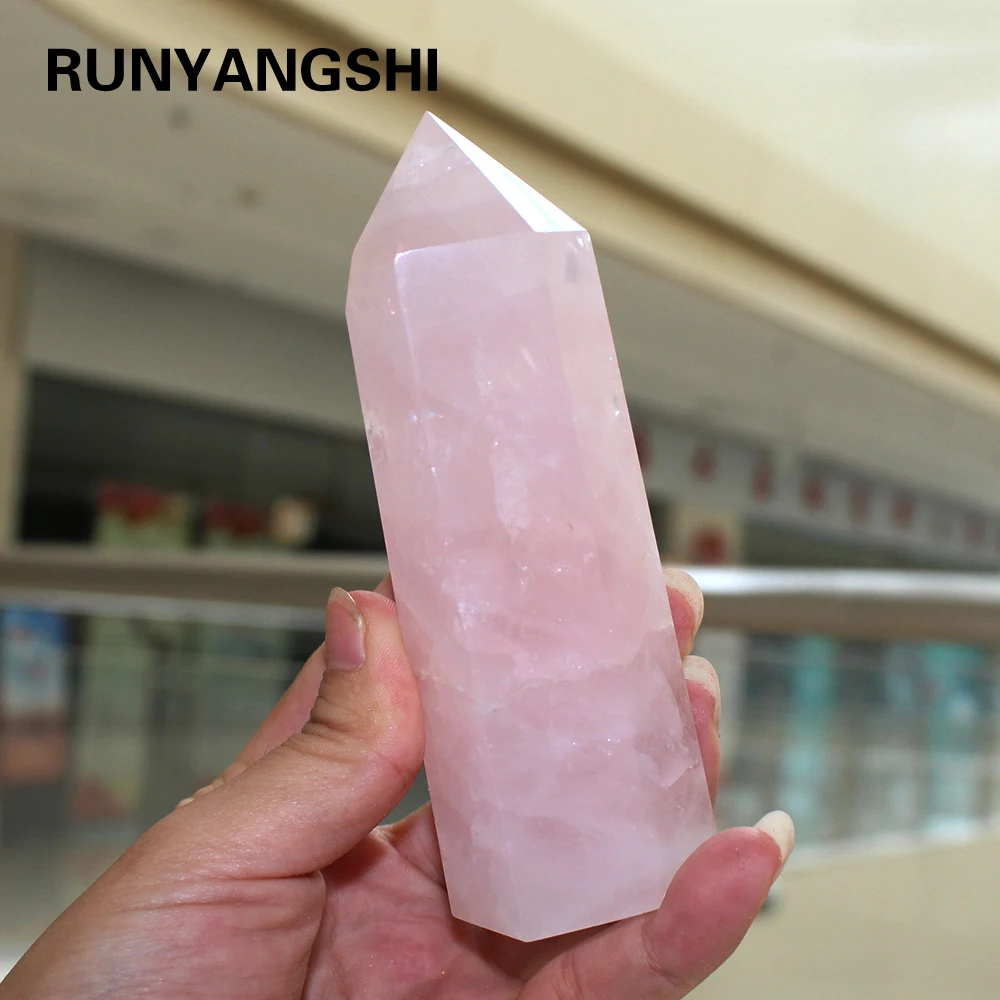 Runyangshi 1 шт. Большой натуральный камень розовый кварц точка заживляющий Кристалл Камень 100 мм сделанное вручную украшение для дома драгоценный камень