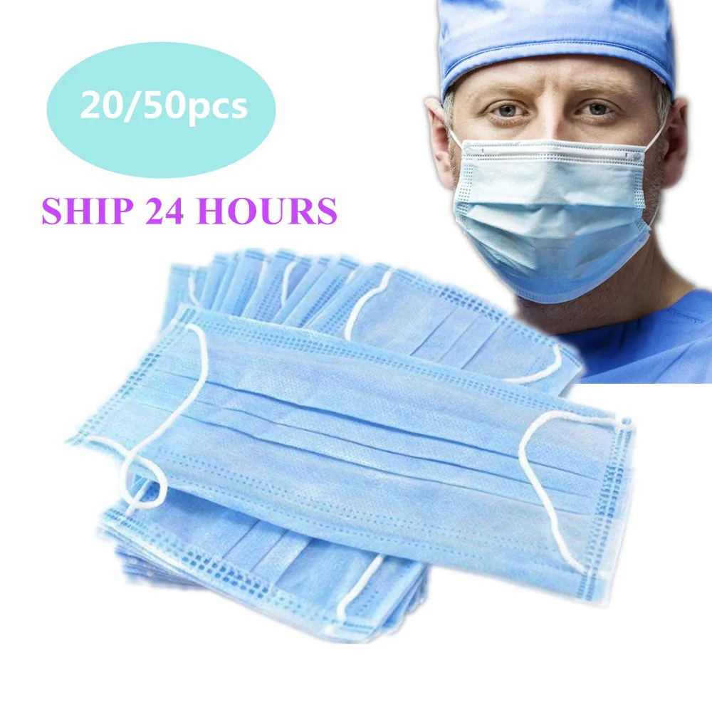 

20/50pcs Face Mouth Mask Disposable Masks 3 Layers Dustproof Masks