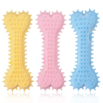 

Dog toy pet molar tooth cleaner brushing stick training chewing toy TPR material bone shape bite resistant toy with bone