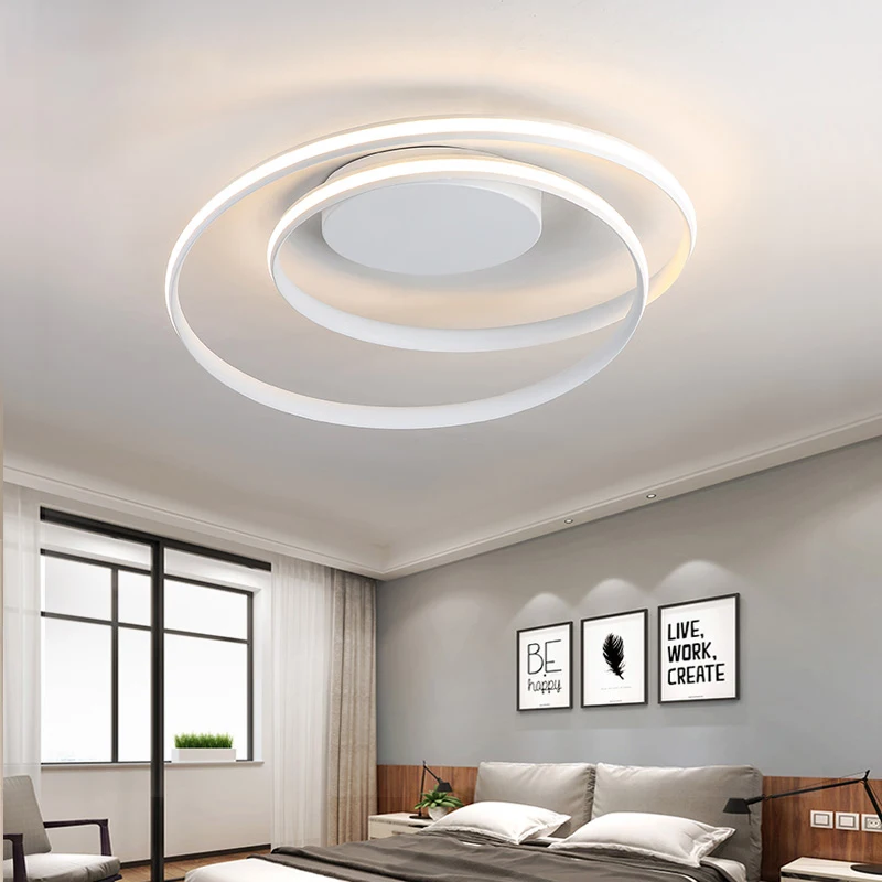 Акриловое светодиодное освещение для дома, люстры для гостиной, спальни, кабинета, AC85-265V, белый, черный цвет, поверхностные светильники, лампа