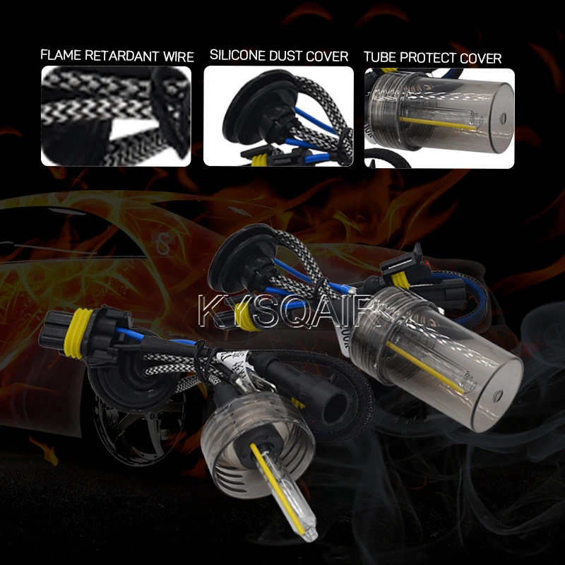 KYSQAIR Super Bright High Quality DLT F5 AC 55W HID Xenon Ballast Kit Xenon H1 H3 H7 H11 9012 D2H 5500K 12V Auto Lamp Bulbs (4)