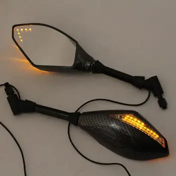 

Universal Motorcycle Indicator 10mm Rear View Side Mirrors Integrated LED Turn Signals Fit for Street Bikes Cruiser Scooters