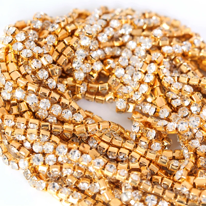 10 Yards SS6-SS18 Close Mat Glitter Rhinestone Chain стразы Sew-On Rhinestone Cup Chain (3)