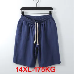 Men Big Shorts Plus Size 11XL 12XL 13XL 14XL 15XL Summer Linen Large Stretch Sports Casual Loose 60 Black Shorts