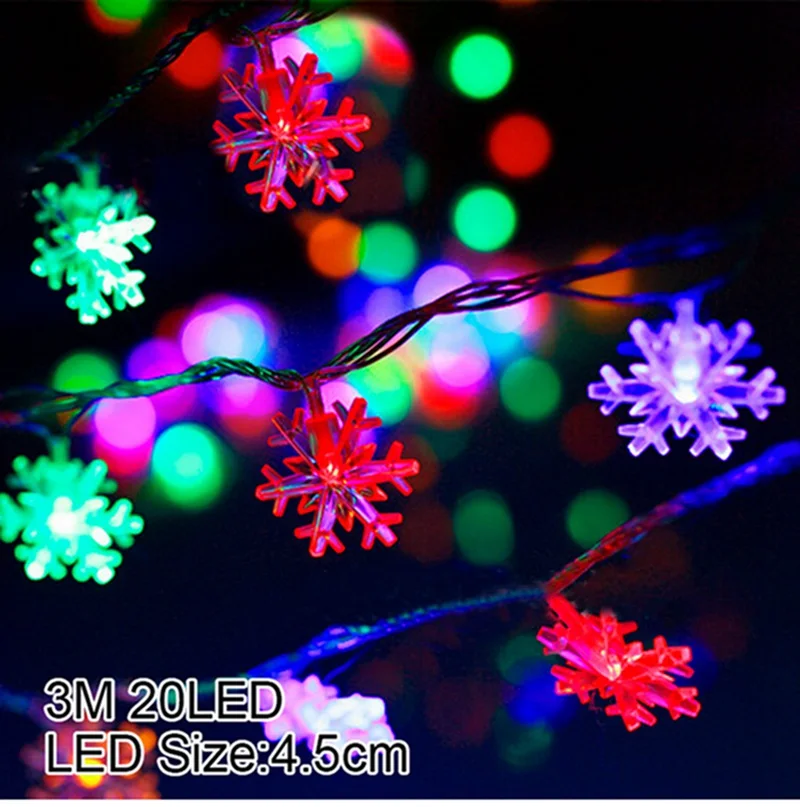 HUIRAN 20 светодиодный светильник-гирлянда со снежинками, рождественские украшения, декор для елки, рождественские украшения для дома Navidad Noel - Цвет: Colorful
