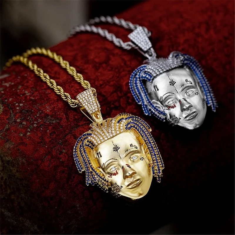 Рэппер XXXTentacion ожерелье в стиле хип-хоп со льдом из кристаллов кулон ожерелье Золото Серебро Твист цепь очаровательные подарочные украшения