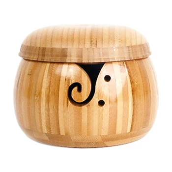 

Handmade Natural Wooden Wool Yarn Storage Bowl Crochet Knitting Needle Storage Holder Knitting Supplies Home Organizer