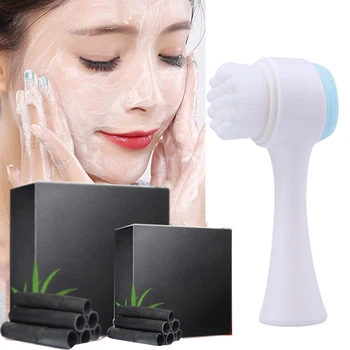 

Removal Pimple Pore Acne Treatment Sea Salt Soap Face Cleaner Moisturizing Face Care Wash Face Cleasning Brush Skin Care