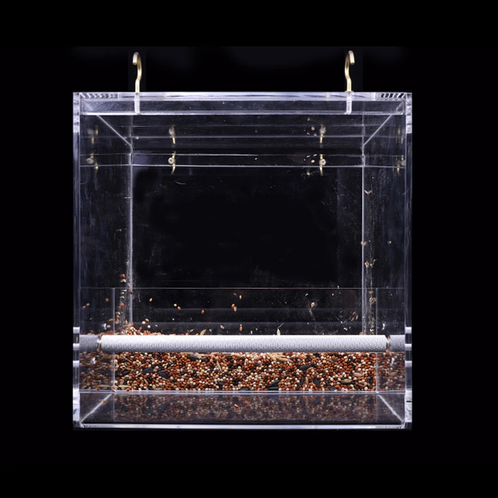 Acrylic Clear Pet Bird Seed Food Feeder For Parrot Cockatiel Canary Finch