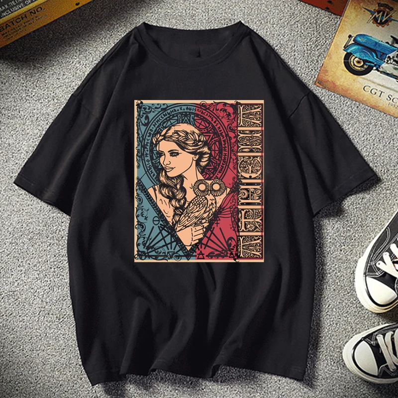 Athena Goddess In Mythology Greek Fashion T Shirt Women Men Print Short Sleeved O-Neck Vintage Ullzang Tshirt Harajuku Top Tees | Мужская