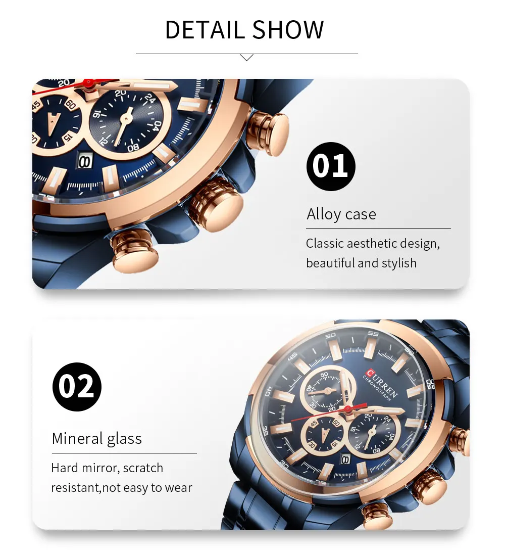CURREN часы Мужские лучший бренд класса люкс нержавеющая сталь кварцевые мужские часы военный большой циферблат мужские часы хронограф Relogio Masculino
