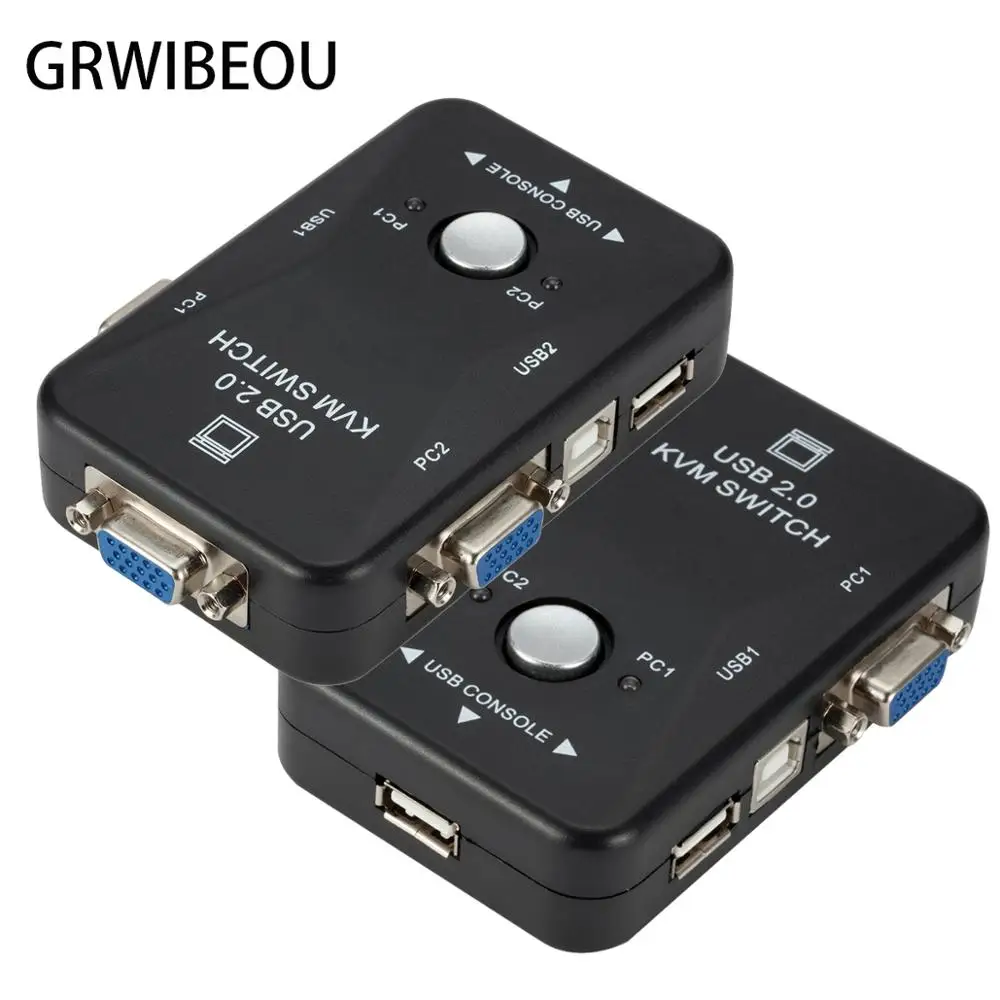 2 порта USB VGA KVM переключатель коробка адаптер для мыши клавиатуры монитора