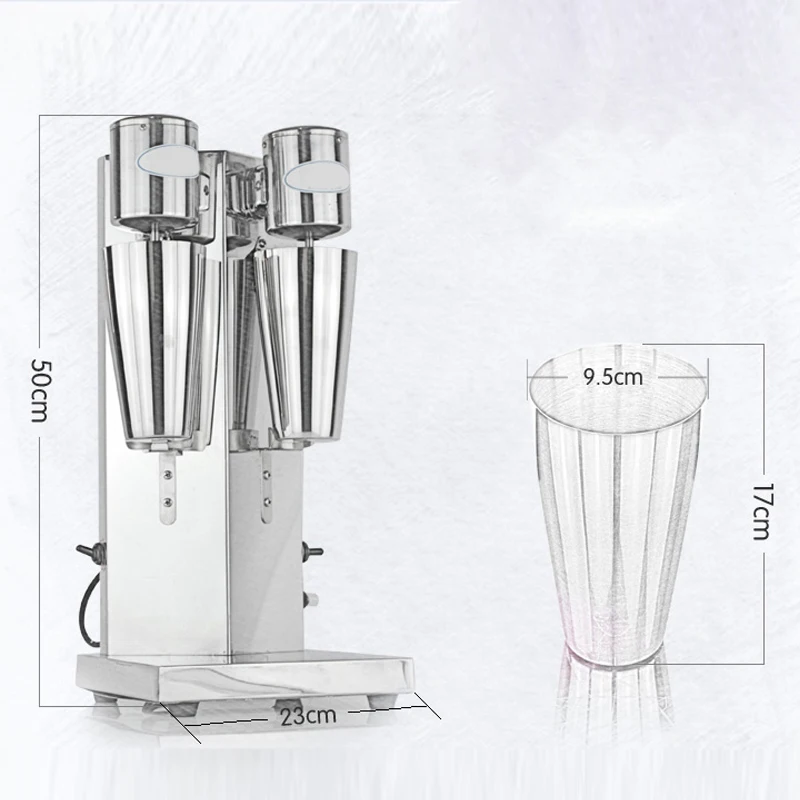 Beverage Blender Double-head Commercial Blender Milk Froth Milkshake Machine Electric Stainless Steel 220v One Piece LP