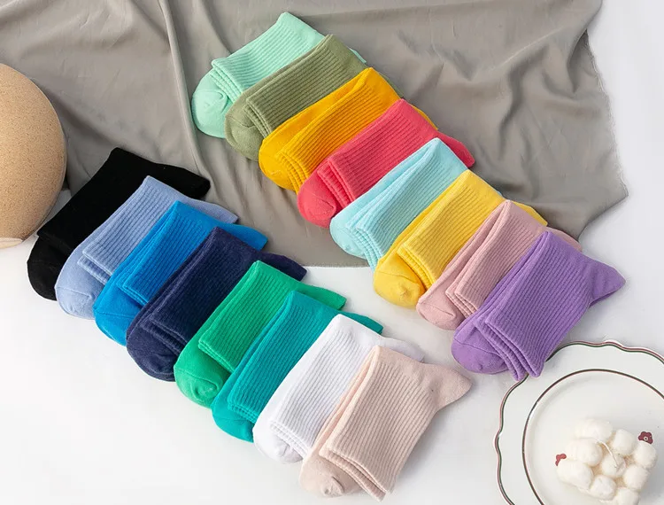 Frauen Socken 100 Baumwolle Mode Trend Einfarbig frauen Socken Reine Baumwolle Frau Socken Glücklich Mädchen Socken Kurze Crew ankle Socken – Detail 3