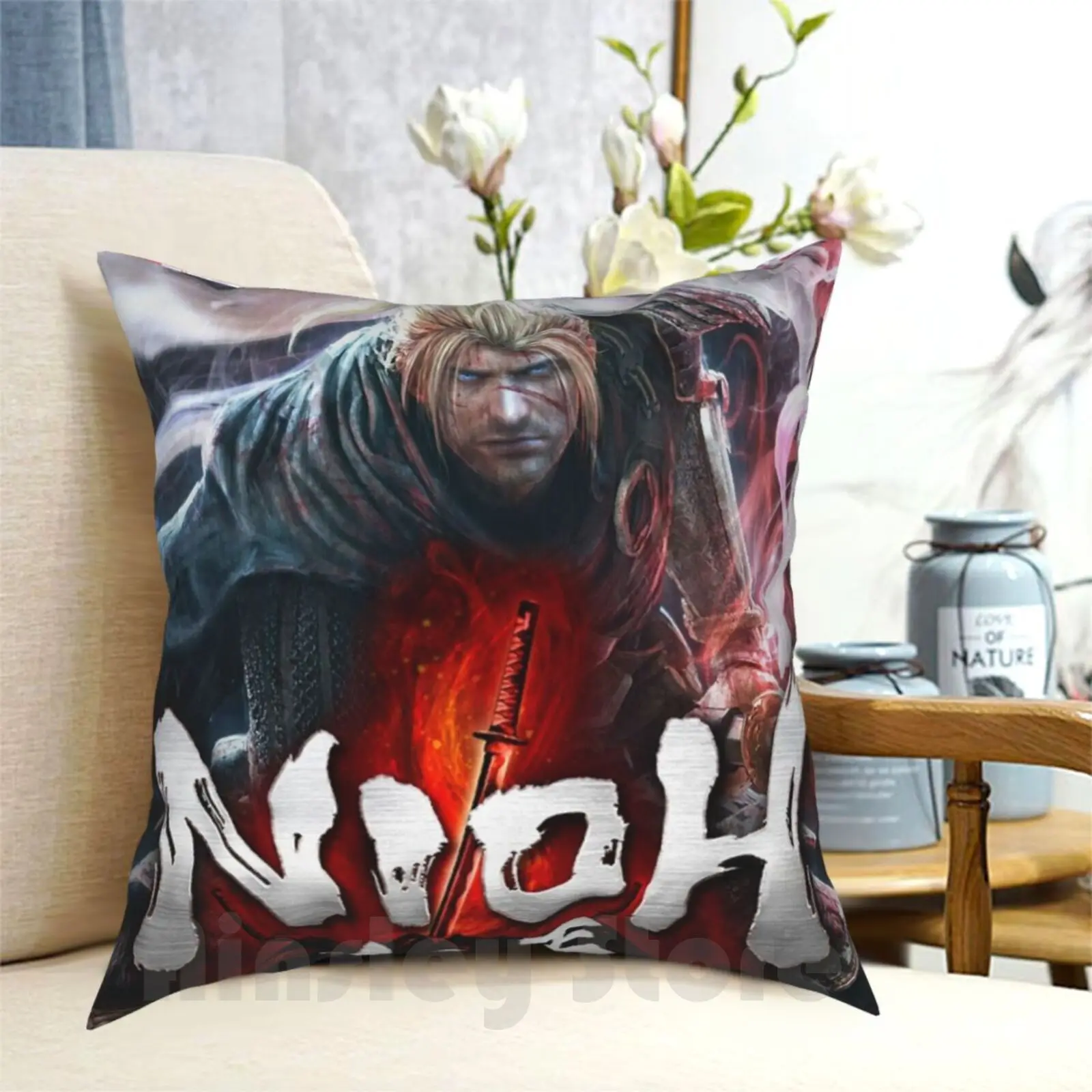 Nioh Federa Per Cuscino Stampata Home Soft Throw Pillow Nioh Dark Souls Gaming Videogames Bloodborne Yokai Sekiro Soulsborne