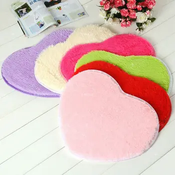 

Heart Shaped Shaggy Fluffy Rugs Anti-Skid Area Rug Carpet Home Bedroom Floor Mat