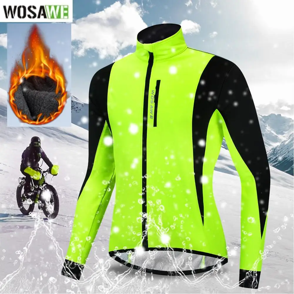 Wosawe Winter Warm Up Thermal Fleece Men Cycling Jacket Bike Mtb