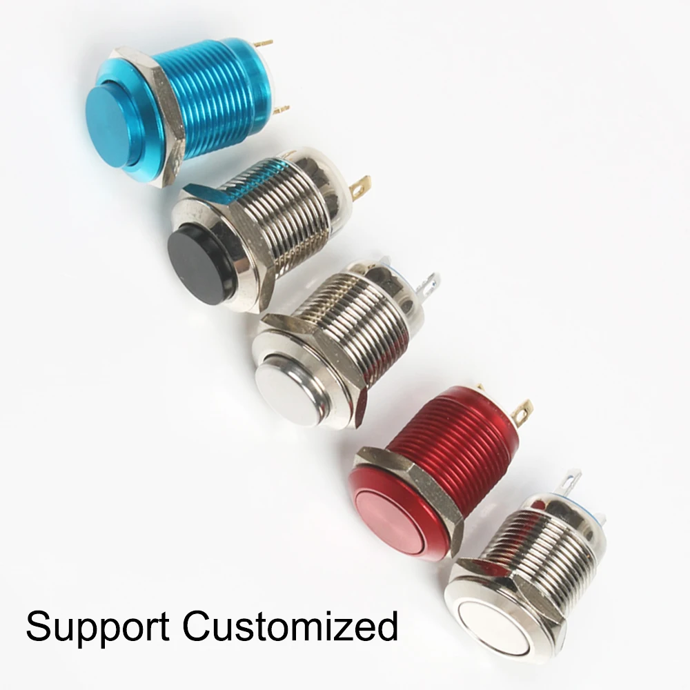 

12mm Metal Push Button Switch Flat/high Head Ring reset Momentary/locking Latching Waterproof Car Auto Eng Oxidized pin Multiple