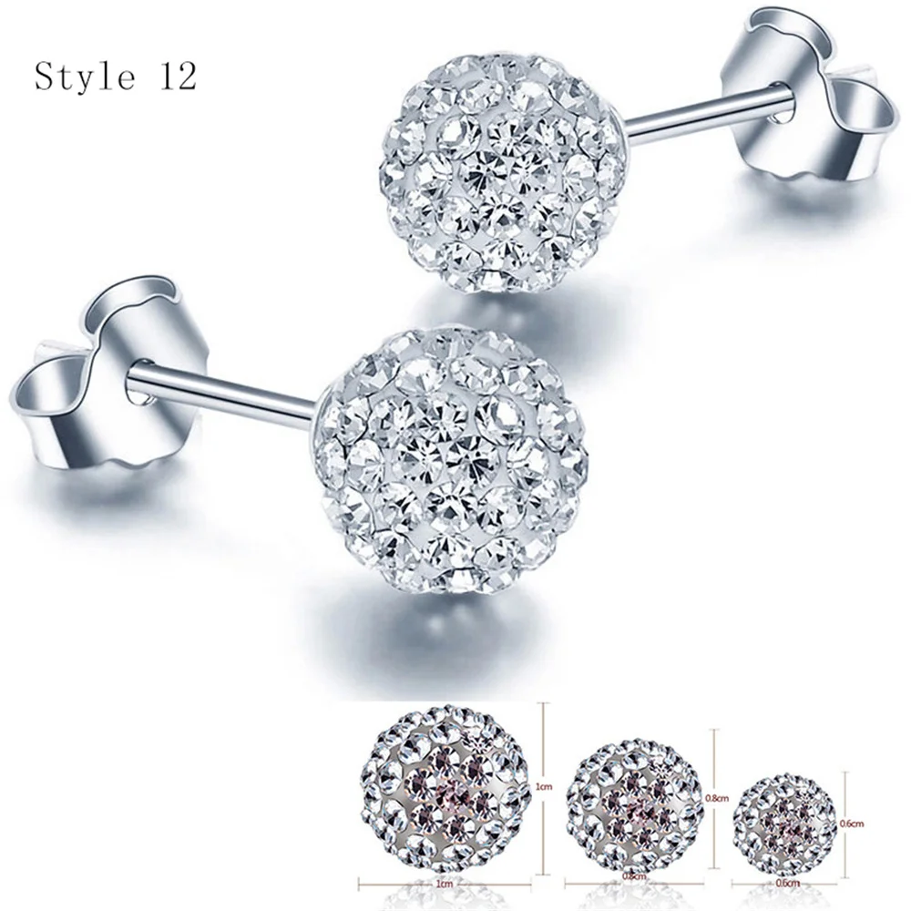 925 Sterling Silver Earrings Stud for Women Solid Silver Jewelry Earrings Bling CZ Zircon Stone Stud Brincos Bridal Wedding