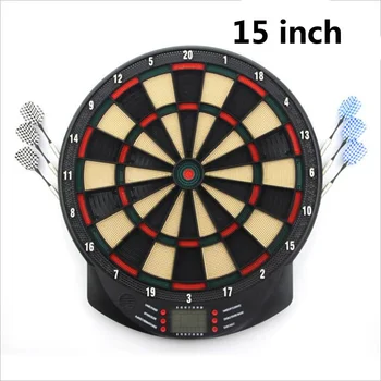 

15 Inch Electronic Darts Board Set Lcd Display Automatic Score Dart Plate Scoring Board With Voice 27 Games With 6pc Soft Darts