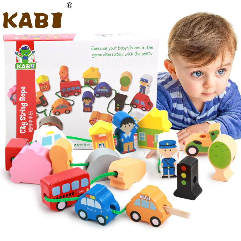 

Bead Toy Educational Children Wear Beads Cord Building Blocks Toy 1-2 a Year of Age Boy 3 Female Baby Intelligence CHILDREN'S