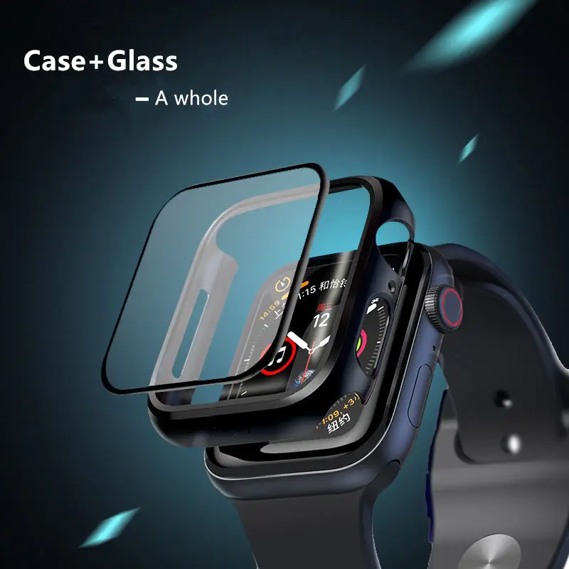 Tempered Case+film For Apple Watch 5 4 44mm 40mm iWatch 3 2 1 42mm 38mm Screen Protector+cover bumper apple watch Accessories