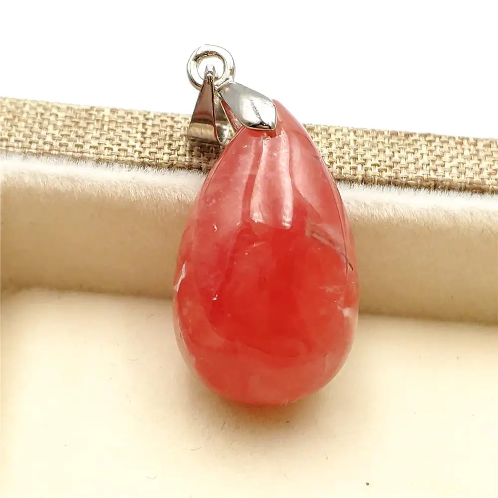 

100% Natural Ice Red Rhodochrosite Necklace Pendant 23x14x10mm Water Drop Stone Women Men For Love Reiki Anniversary Gift AAAAA