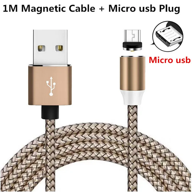 1 м светодиодный магнитный usb-кабель для Meizu M3 M5 M6 Note MX6 u10 Micro USB/type-C кабель для зарядки и передачи данных Шнур для samsung huawei sony LG - Цвет: For Micro usb