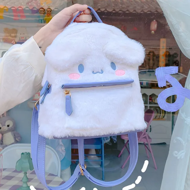 New Kawaii Sanrioed My Melody Cinnamoroll Cartoon Plush Bag Anime Soft Stuffed Animals Plushie Backpack Girls Doll Toys Gifts 4
