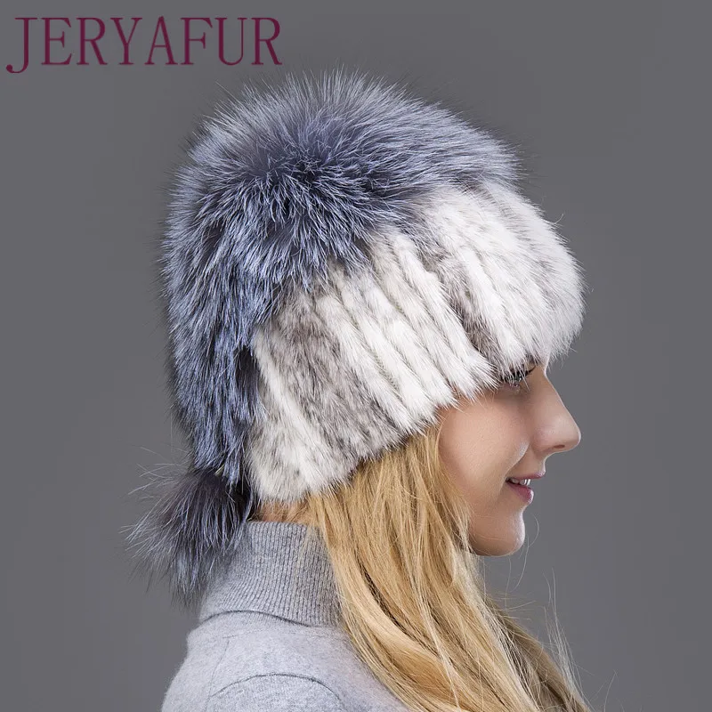 Neue frauen wolle ski hut winter warm ohr Russische pelz mode echt pelzmütze nerz natürliche fuchs gestrickte schutz reise hut