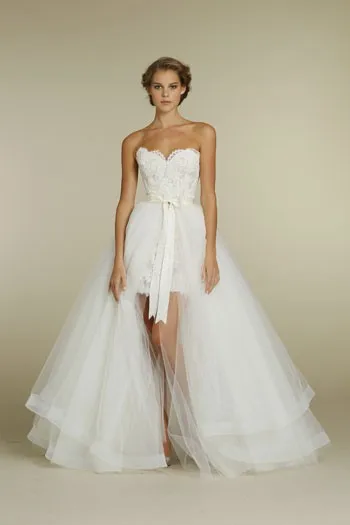 Высокая низкая юбка из двух частей vestido de noiva Милая Короткая кружевная Съемная юбка тюль короткое спереди длинное сзади платье подружки невесты