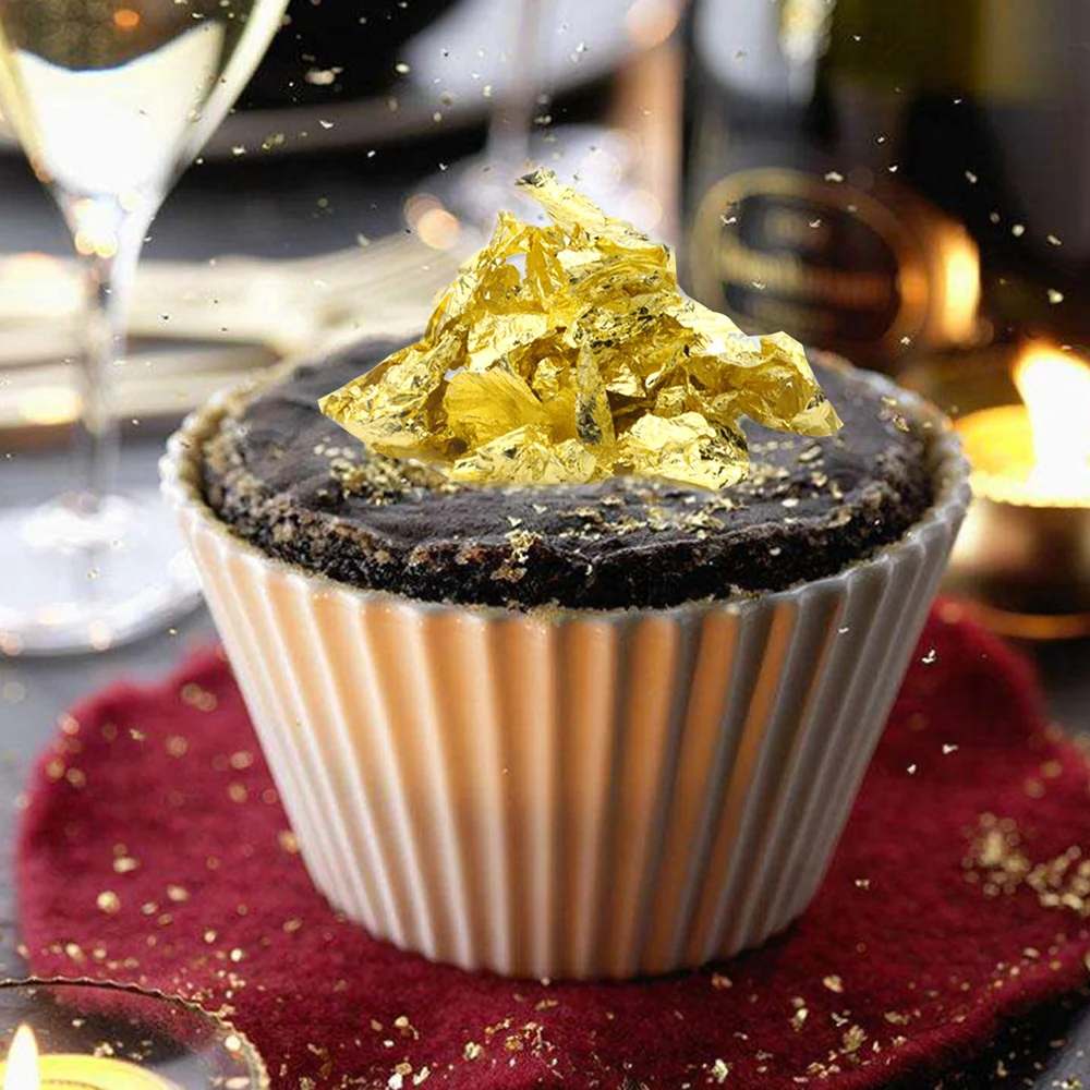 24K золотые хлопья съедобная еда украшения фольги бумага кухня мусс торт выпечка Кондитерские искусство Ремесло Декор