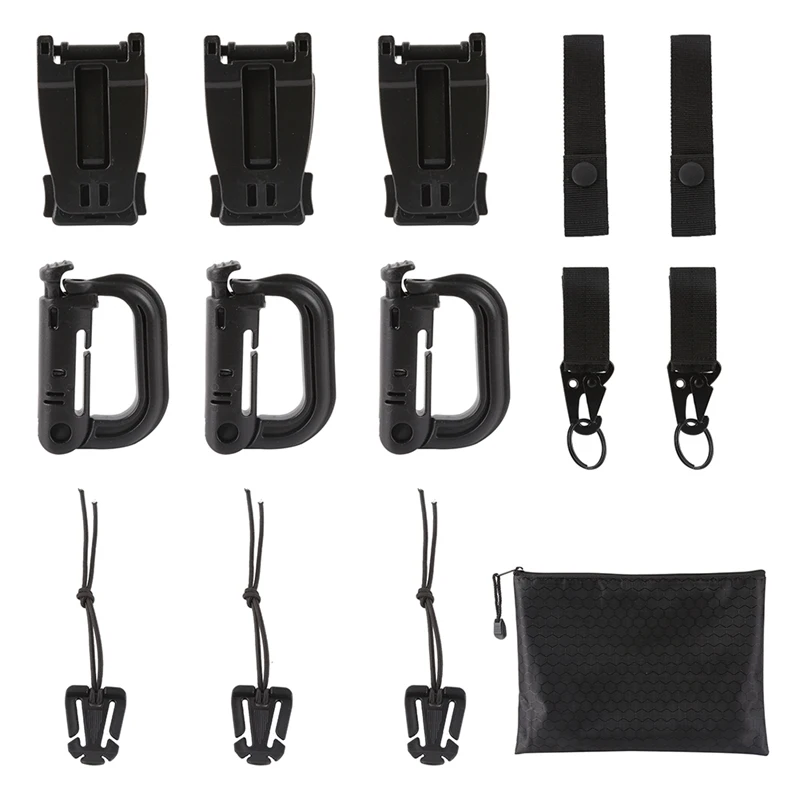 

13pcs/set Molle Strap Backpack Bag Webbing Connecting Buckle Clip Military Backpack Accessory EDC Gear Outdoor Tools
