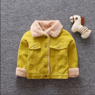 Осенне-зимняя детская одежда в Корейском стиле теплая Вельветовая куртка с подкладкой новое пальто для мальчиков, Вельветовая детская одежда для маленьких девочек