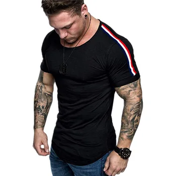 

Summer New Size Men's T-shirt Shoulder Stitching Design Short-sleeved Shirt Men Sports Shirt Mens Sports Shirts Suit for Fitness