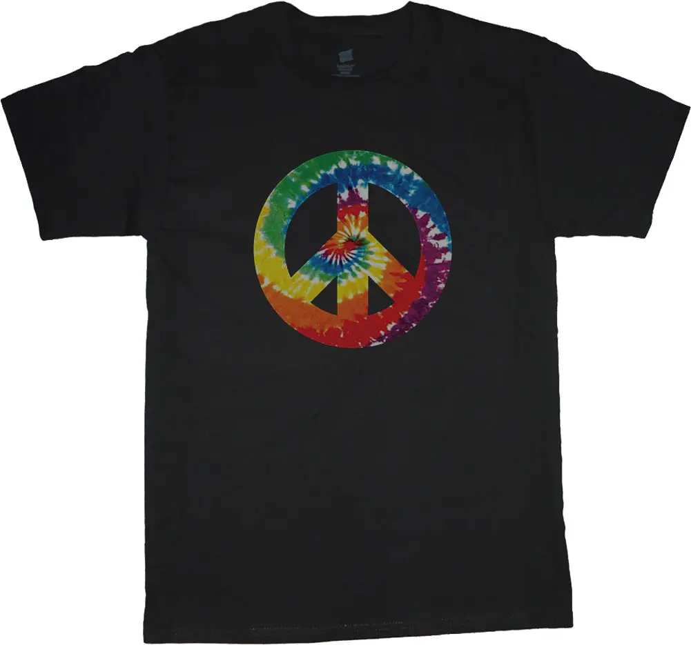 

tie dye peace sign t-shirt men's size peace love hippie tye dye shirts for men