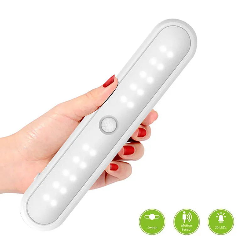 

20-LED Battery-Operated Under-Cabinet Light, with 3 Modes and Built-in Magnet, Portable Motion Sensor Light for Closet, Kitchen