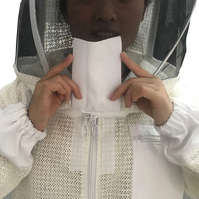 1Set Beekping Suit Anti Bee Ruha Méhszövet Méhészhez, Fehér, 3 Rétegű Nettó Méhkabát - Image 3