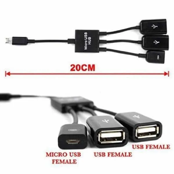 3 в 1 микро usb-хаб папа-мама и двойной USB 2,0 адаптер хоста OTG кабель ING-SHIPPING