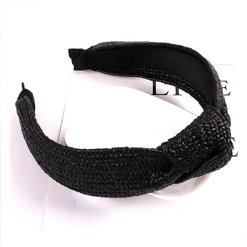 hair clip ins Korean Knotted Handmade Straw Headband Weaving Turban For Women Girls Hair Hoop Bezel Wide Hairbands Hair Accessories Headwear head scarf bandana