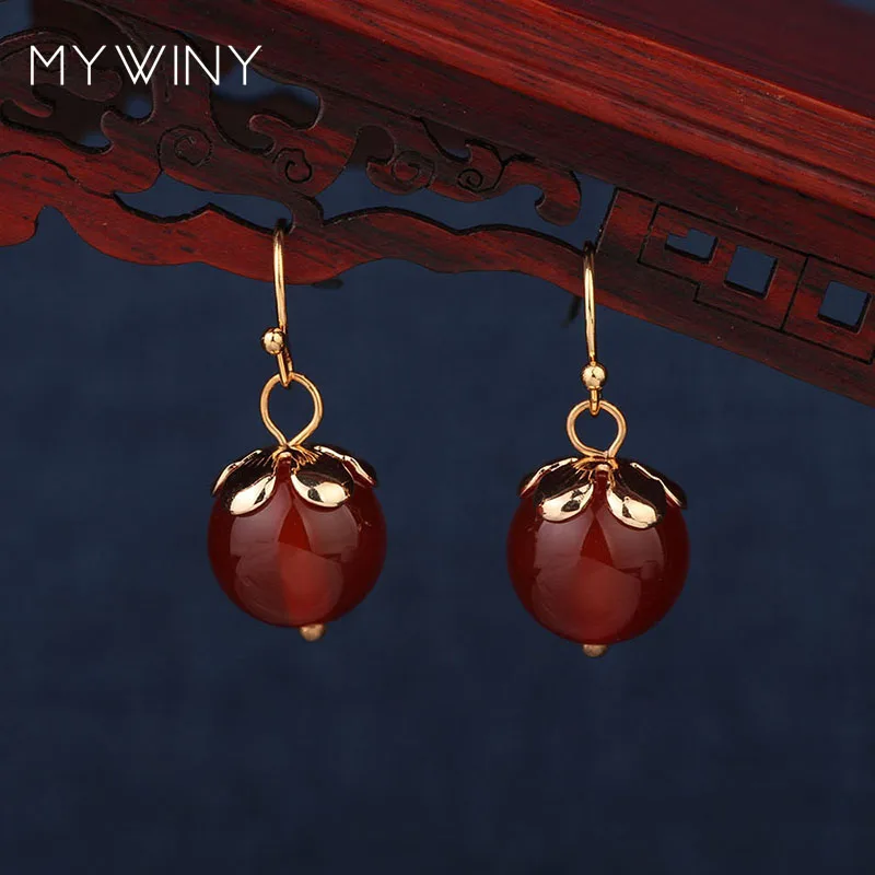 2 цвета MYWINY новые модные ювелирные изделия Красные натуральные камни длинные