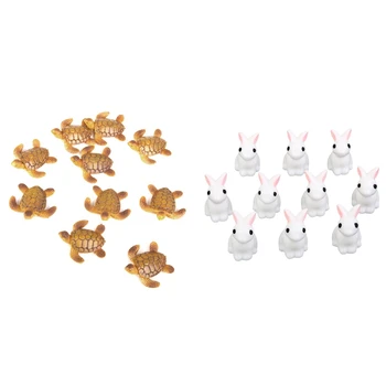 

20 Pcs Doll House Miniature Bonsai Fairytale Garden Landscape Crafts Decoration, 10Pcs Rabbit & 10Pcs Sea Turtle