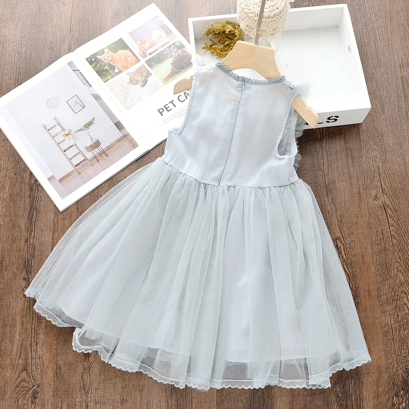 3-8 Years Kids Dress for Girls Party Dress Navy Blue Children Clothing Shiny Sequins Princess Pageant Frock Birthday Costume