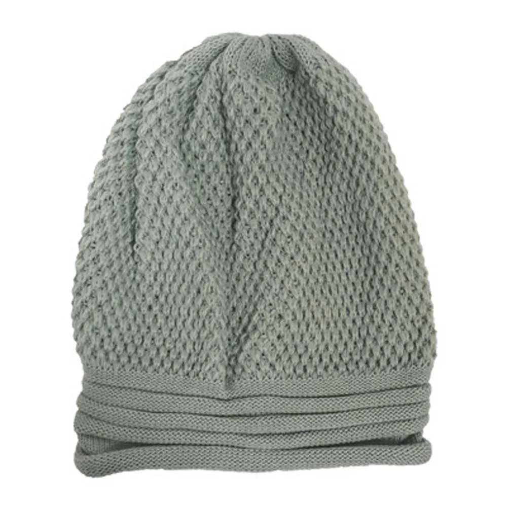 light grey Вязаная шапка, плиссированная, одноцветная, с манжетами, женская, модная, теплая, с манжетами, мужская, дикая, теплая шапка, унисекс, зимняя, вязаная шапка в рубчик, Ретро стиль, Лыжная шапка - Цвет: light grey