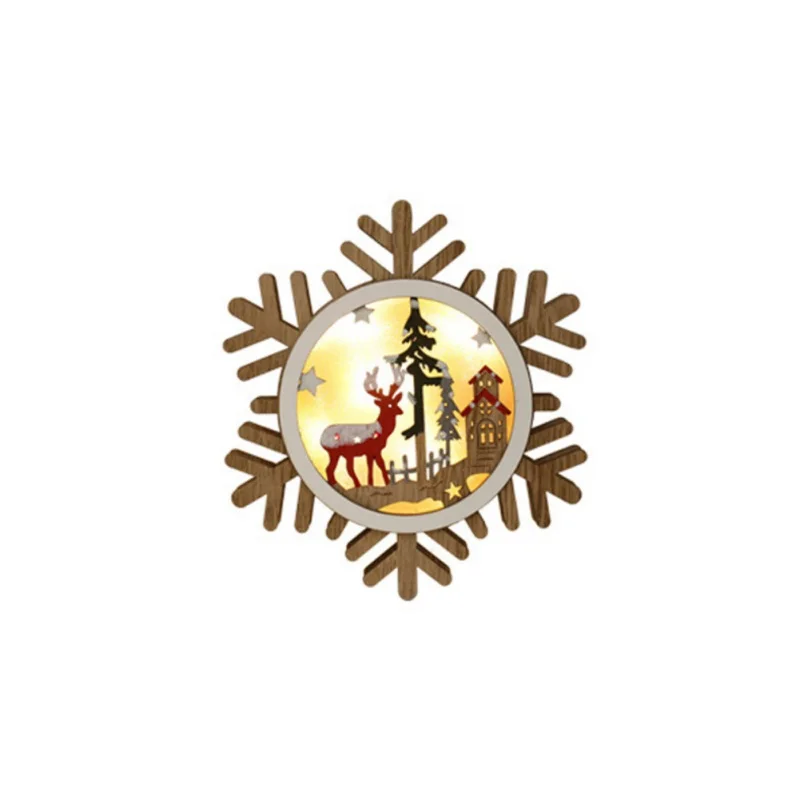 A Рождественский орнамент, расписанный на батарейках, Рождественская елка, подвесная деревянная рама, подвесной светильник, рождественский подарок, Kerst Decoratie - Цвет: A