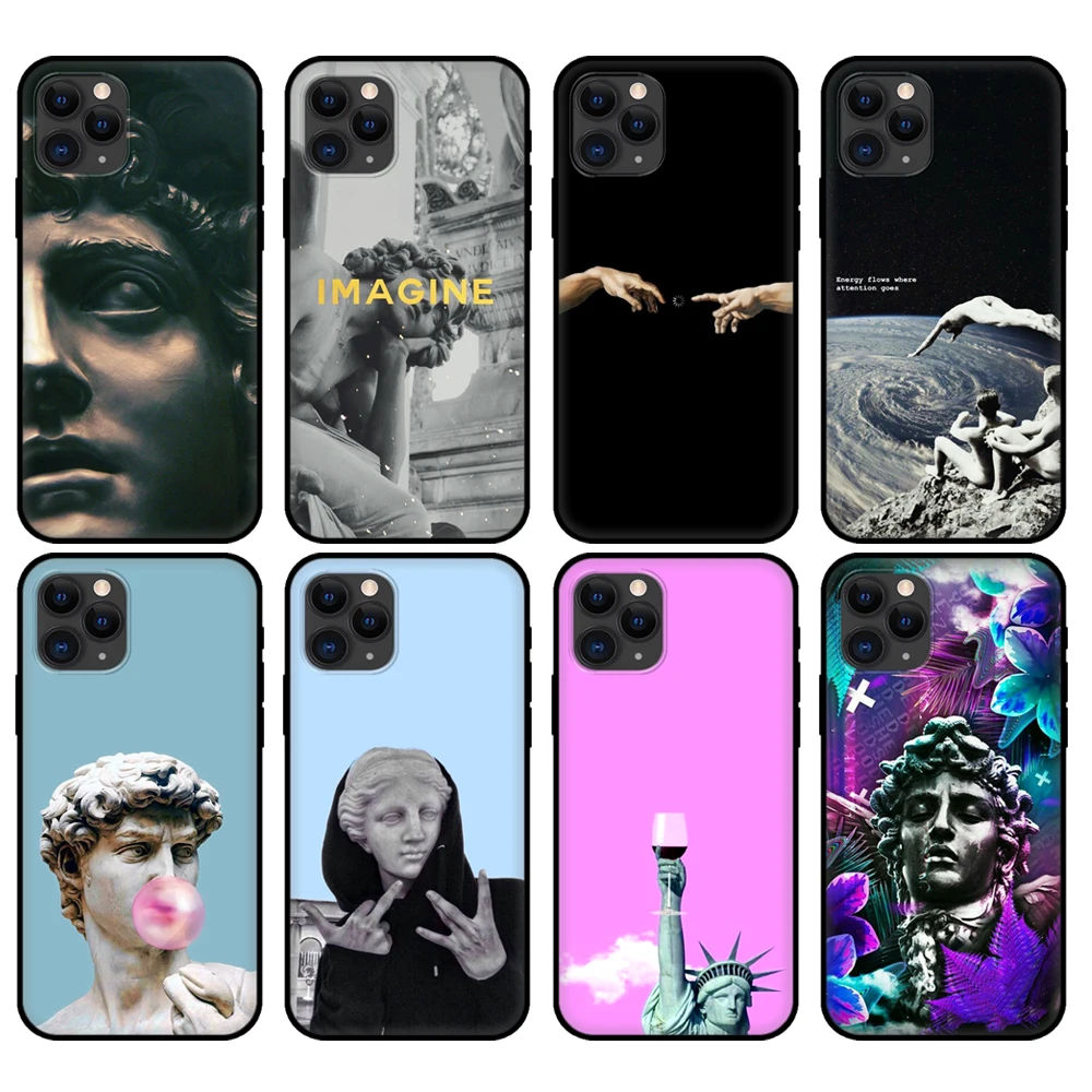 Черный чехол из ТПУ для iphone 5 5s SE 2020 6 6s 7 8 plus x 10 силиконовый XR XS 11 pro MAX ретро