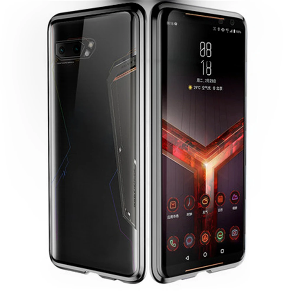 Двусторонний чехол из закаленного стекла для телефона для ASUS ROG Phone II 2/ZS660KL Прозрачный чехол для телефона с магнитным покрытием передняя и задняя крышка